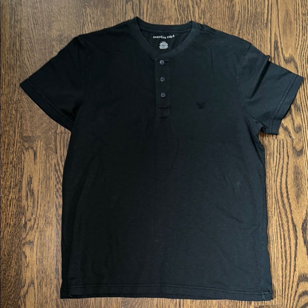 American Eagle Outfitters Black Casual Button Down Shirt